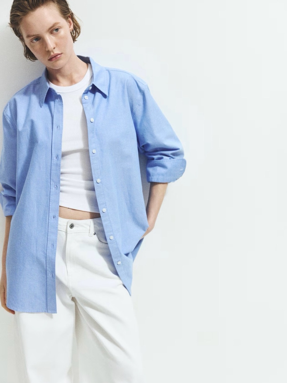 Classic Light Blue Women’s Button-Down Shirt